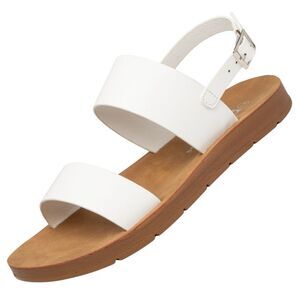 Alpine Swiss Beth Womens Flat Sandals Two Strap Buckle Slides Comfortable Summer